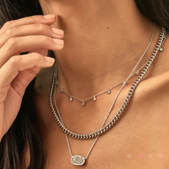 Kendra Scott Elisa Pendant Necklace in Silver Platinum Drusy - Picture 2 of 3